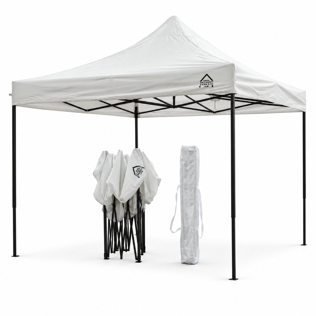 3x3 Simple Folding Gazebo with Optional Steel Frame, PE Sidewalls and Polyester Canopy for Outdoor Trade Shows, Parties and Camping