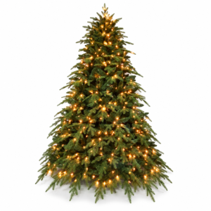 Pre-Lit Artificial Christmas Tree with LED Lights | PE/PVC | 4–9 FT | 500–1000 Warm White Lights | Hinged | Flame Retardant | CE | OEM