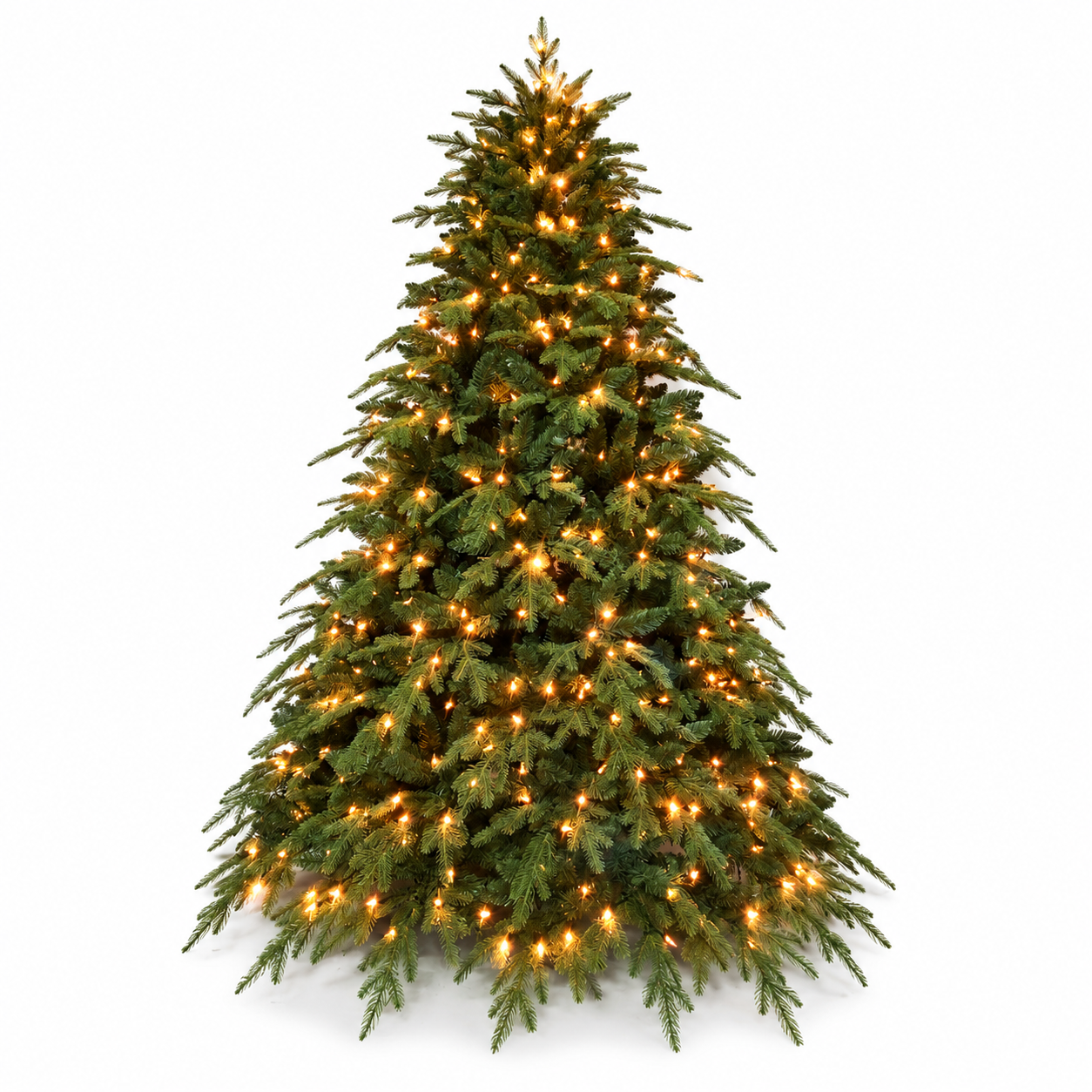 Pre-Lit Artificial Christmas Tree with LED Lights | PE/PVC | 4–9 FT | 500–1000 Warm White Lights | Hinged | Flame Retardant | CE | OEM