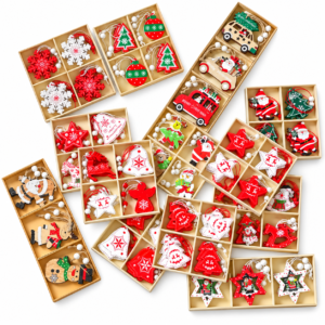 Christmas Hanging Ornaments with Gift Box – Mini Decorations for Christmas Tree Décor and Holiday Gifts